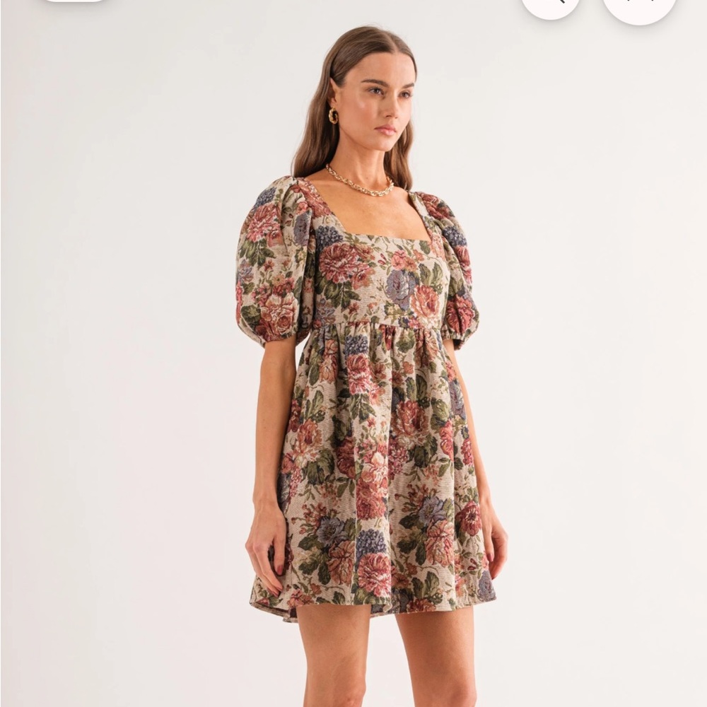Sofie the label floral jacquard mini dress